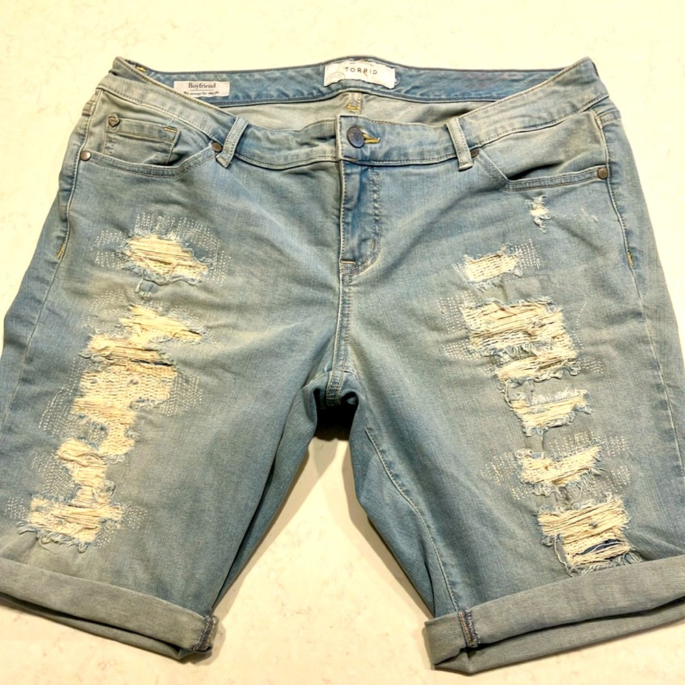 Torrid Women's Distressed Blue Denim Shorts